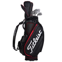 Titleist Jet Black Golf Tour Staff Bag -Golf Supplies Store jetblackstafftourbagblackred6